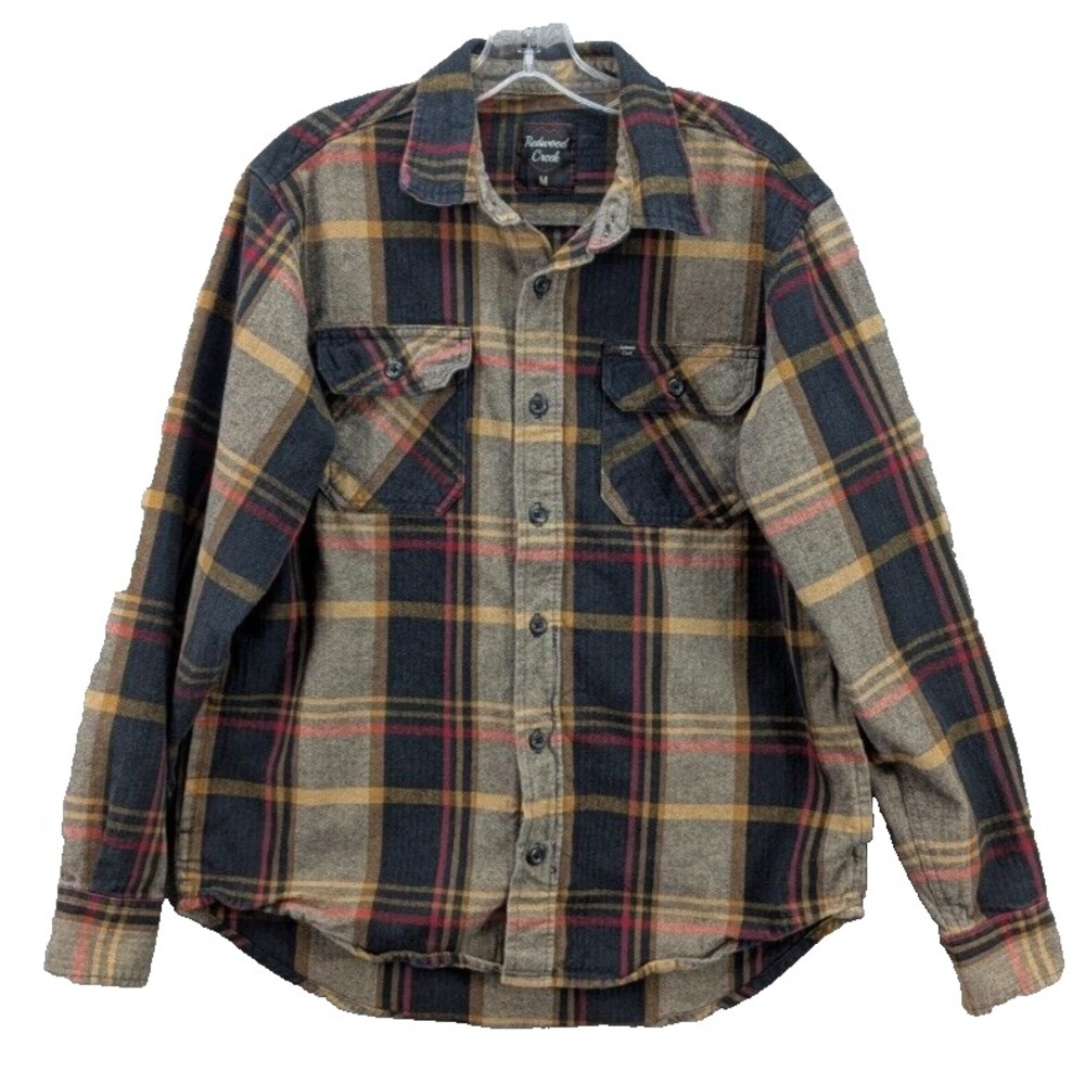Redwood Creek Men's Flannel Plaid Button Up Long Sleeve Shirt Cotton Preppy Sz M